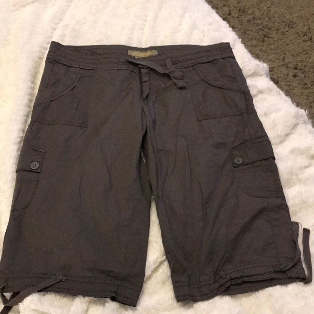 Army green capri shorts